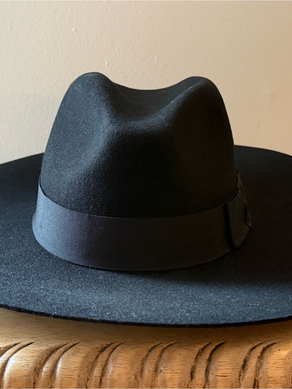 Classic Black Wide Brim Fedora Hat